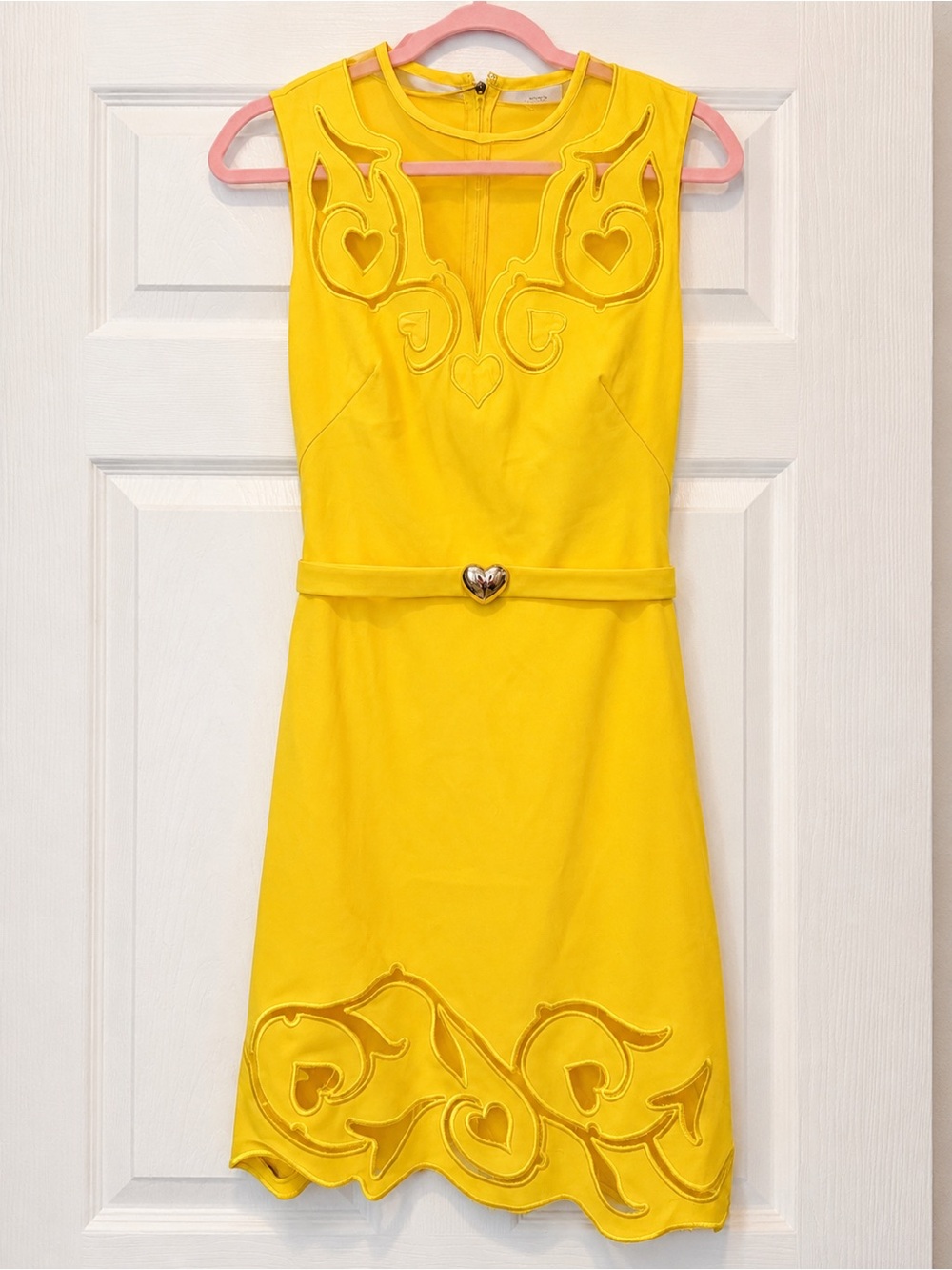 NWOT Bright Yellow Sleeveless Heart-Accent Dress (Pinko?)